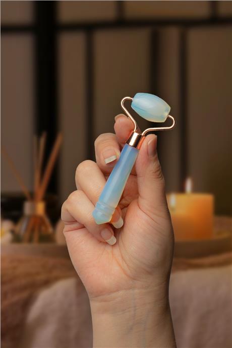 Opal Doğal Taş Altın Tek Taraflı Face Roller Masaj Aleti