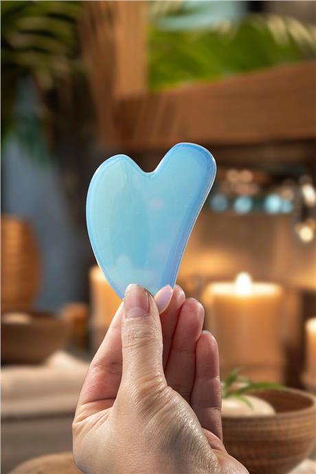 Opal Taşı Gua Sha Kalp Yüz Masaj Aleti