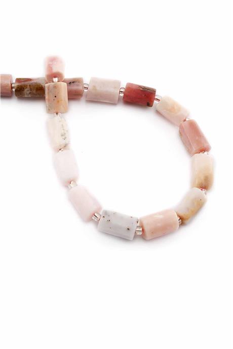 Opal Doğal Taş Pembe Silindir Kesim 7x12mm Dizi