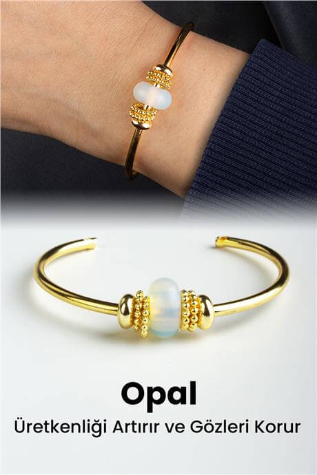 Opal Doğal Taş Rondela Kesim Pandora Bilezik