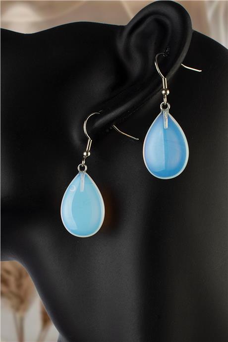 Opal Taşı Damla Kesim Küpe