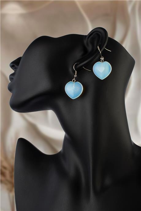 Opal Taşı Kalp Kesim Küpe