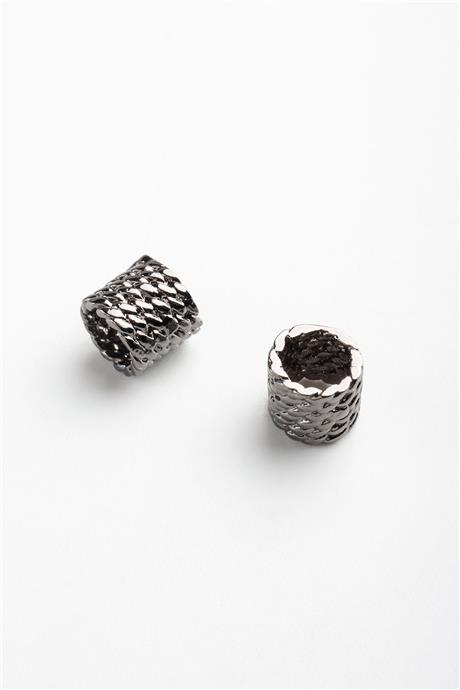 Parlak Siyah Silindir Halat Desen Takı Aparatı