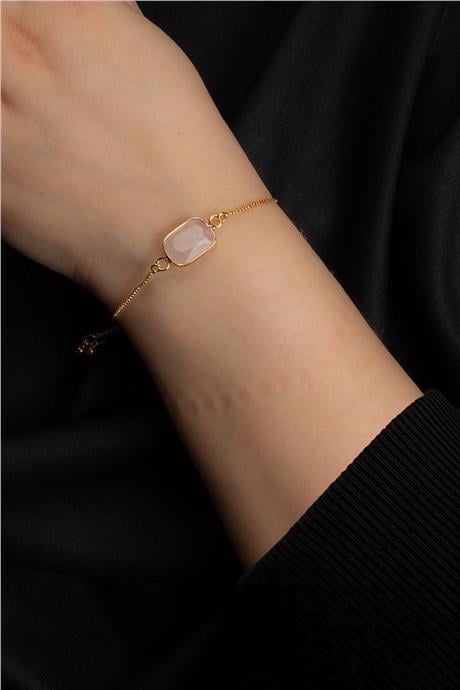 Pembe Kuvars Doğal Taş Asansör Sistemli Bileklik