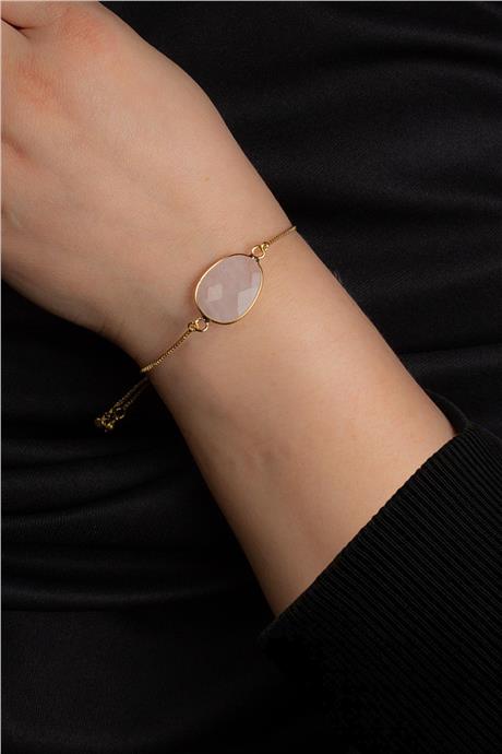 Pembe Kuvars Doğal Taş Asansör Sistemli Bileklik