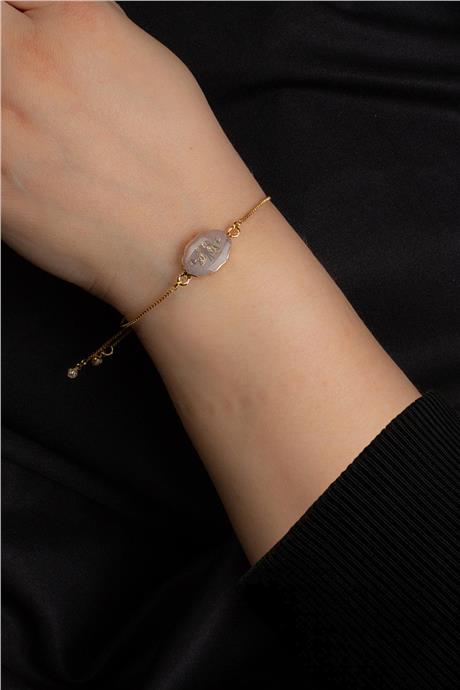 Pembe Kuvars Doğal Taş Asansör Sistemli Bileklik