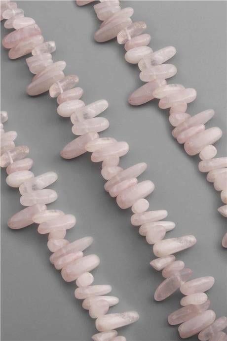 Pembe Kuvars Doğal Taş Diş Kesim 18x6mm Dizi