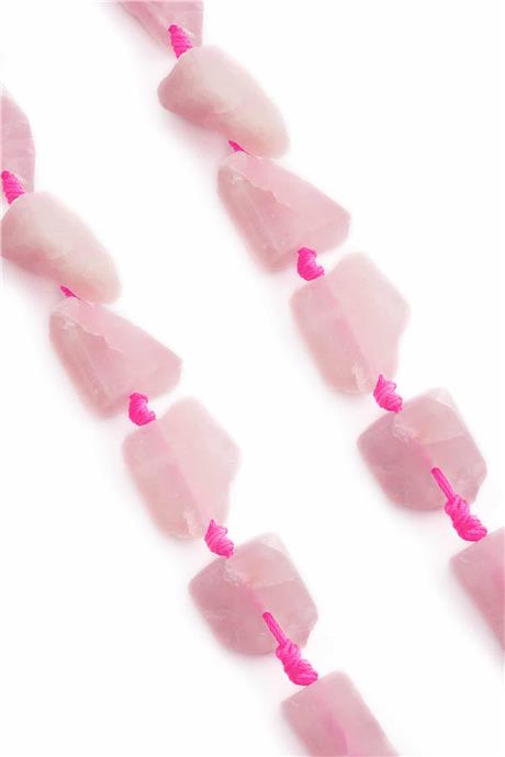 Pembe Kuvars Doğal Taş Ham Kütle Kesim 15x25mm Dizi