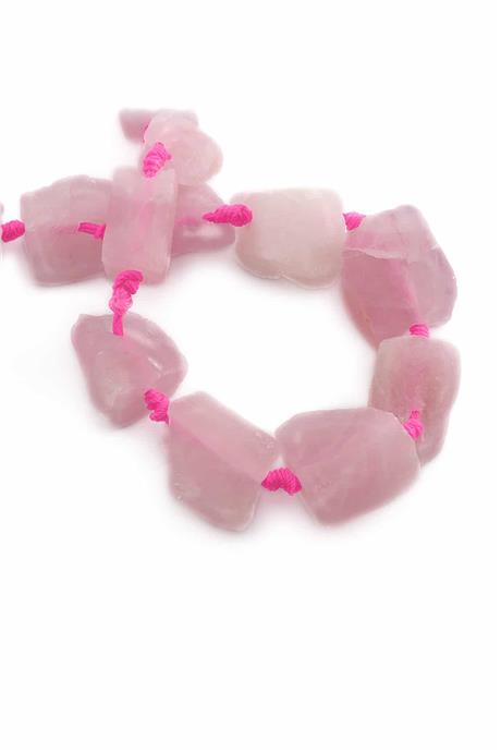 Pembe Kuvars Doğal Taş Ham Kütle Kesim 15x25mm Dizi