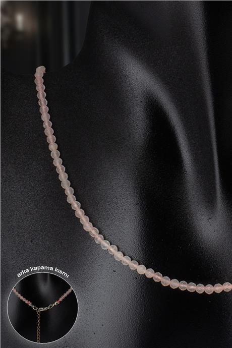 Pembe Kuvars Doğal Taş Kristal Küre Kesim 4mm Kolye