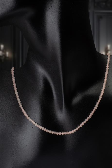 Pembe Kuvars Doğal Taş Kristal Küre Kesim 4mm Kolye