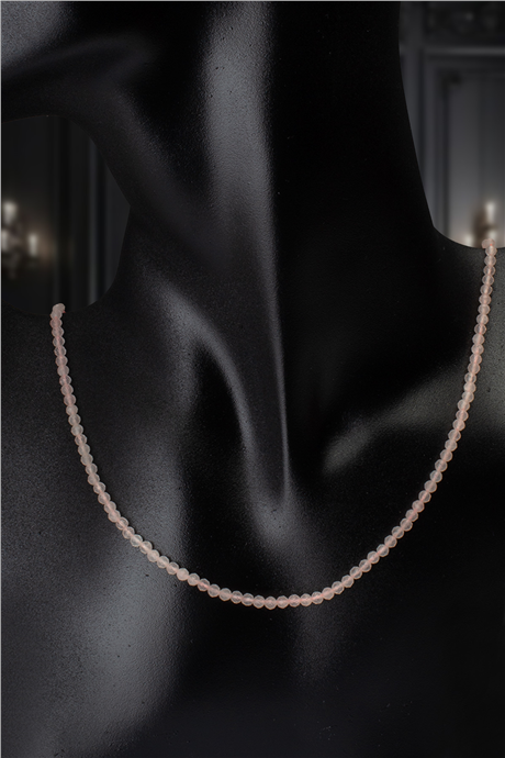 Pembe Kuvars Doğal Taş Kristal Küre Kesim 4mm Kolye