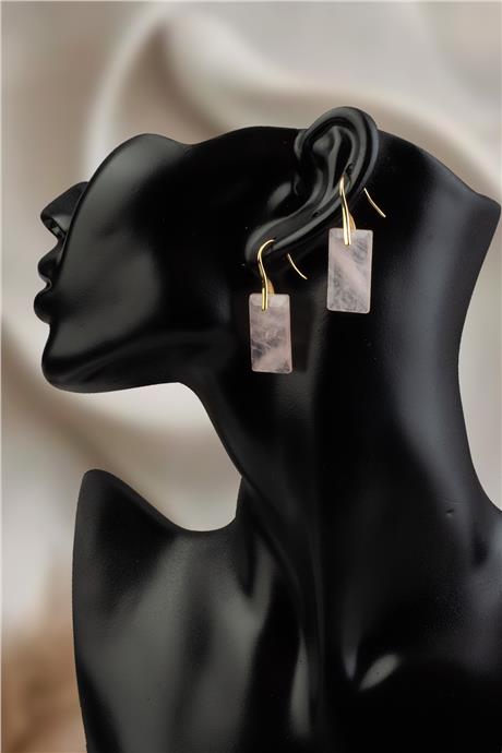 Pembe Kuvars Doğal Taş Küpe