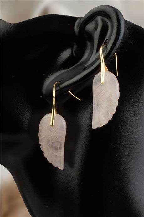 Pembe Kuvars Doğal Taş Küpe