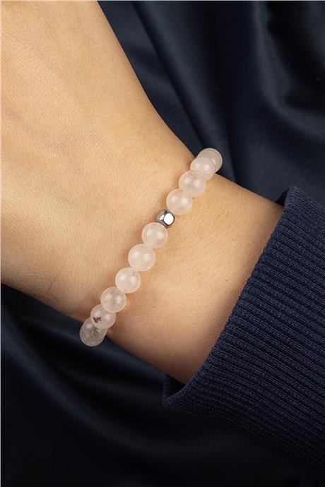 Pembe Kuvars Doğal Taş Küre Kesim 6mm Bileklik