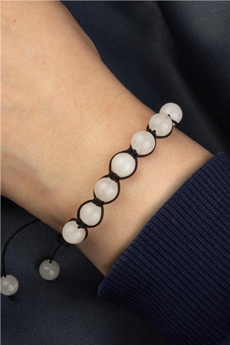 Pembe Kuvars Doğal Taş Küre Kesim 7 Taşlı Makrome Bileklik