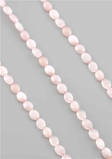 Pembe Kuvars Taşı Oval Kesim 8x10mm Doğal Taş Dizi