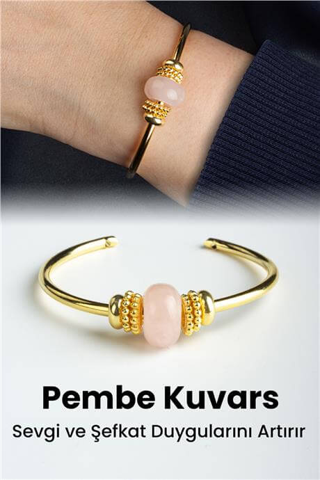 Pembe Kuvars Doğal Taş Rondela Kesim Pandora Bilezik