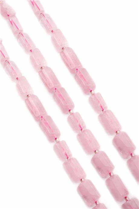 Pembe Kuvars Doğal Taş Parlak Pembe Silindir Kesim 7x12mm Dizi [AA]