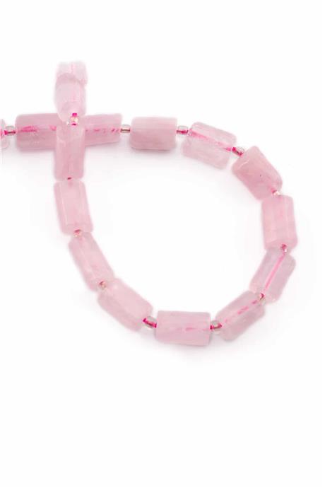 Pembe Kuvars Doğal Taş Parlak Pembe Silindir Kesim 7x12mm Dizi [AA]