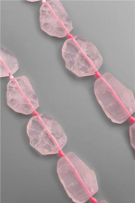 Pembe Kuvars Doğal Taş Parlak Mor Yassı Amorf Kesim 26x38mm Dizi [AA]