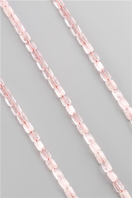 Pembe Kuvars Doğal Taş Parlak Pembe Yassı Dikdörtgen Kesim 6x8mm Dizi [AA]