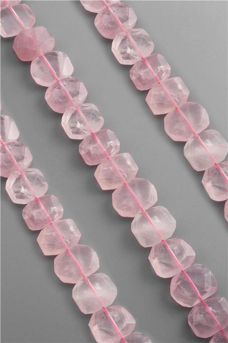 Pembe Kuvars Doğal Taş Yassı Dikdörtgen Kesim 20x15mm Dizi