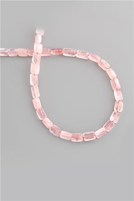 Pembe Kuvars Doğal Taş Parlak Pembe Yassı Dikdörtgen Kesim 6x8mm Dizi [AA]