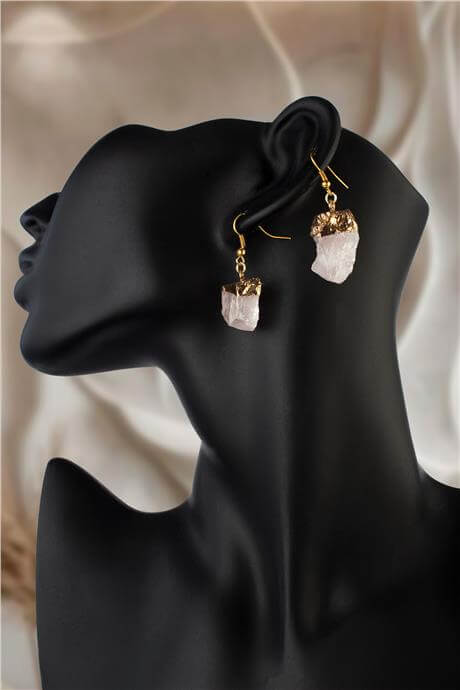 Pembe Kuvars Taşı Ham Kütle Kesim Doğal Taş Küpe