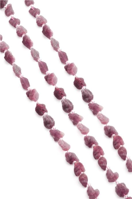 Pembe Turmalin Doğal Taş Ham Amorf Kesim 8x10mm Dizi
