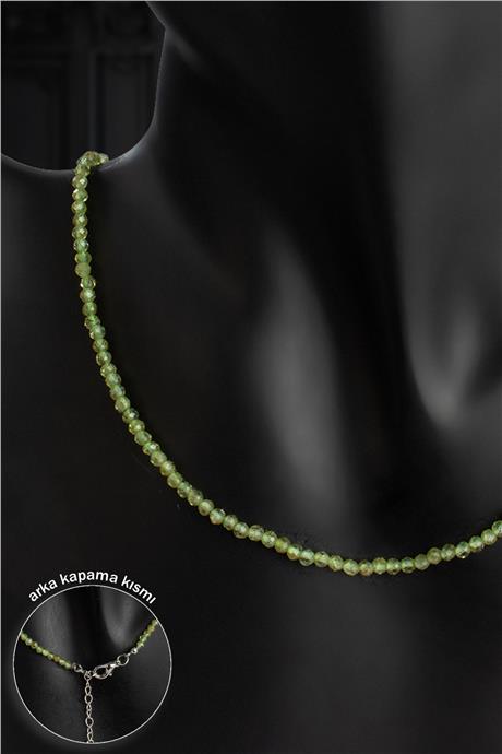 Peridot Doğal Taş Kristal Küre Kesim 3mm Kolye