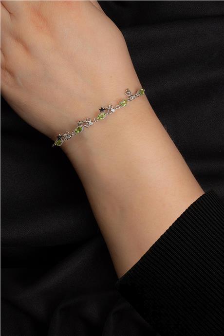 Peridot Doğal Taş Zincir Bileklik