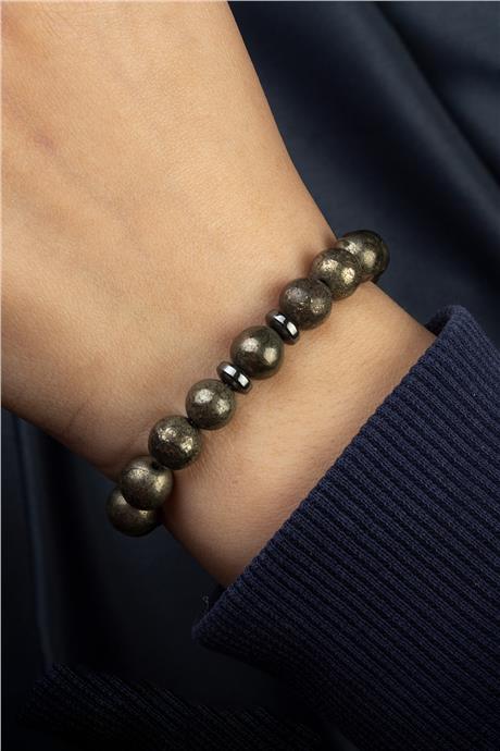 Pirit Doğal Taş Küre Kesim 8mm Bileklik