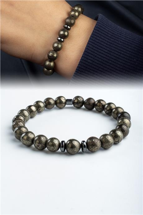 Pirit Doğal Taş Küre Kesim 8mm Bileklik