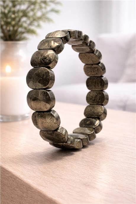 Pirit Doğal Taş Parlak Oval Faset Kesim 11x15mm Bileklik