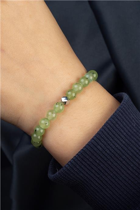 Prehnit Doğal Taş Küre Kesim 6mm Bileklik