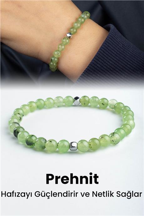 Prehnit Doğal Taş Küre Kesim 6mm Bileklik