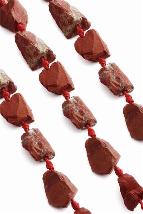Red Jasper Doğal Taş Mat Kırmızı Ham Kütle Kesim 15x25mm Dizi [AA]