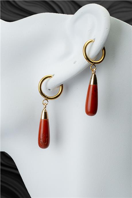 Red Jasper Doğal Taş Küpe