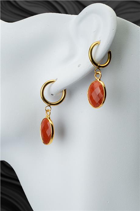 Red Jasper Doğal Taş Küpe