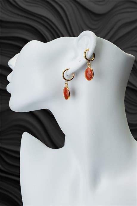 Red Jasper Doğal Taş Küpe