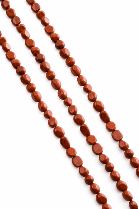 Red Jasper Natural Stone Tumbler Cut 6x8mm String Of Beads