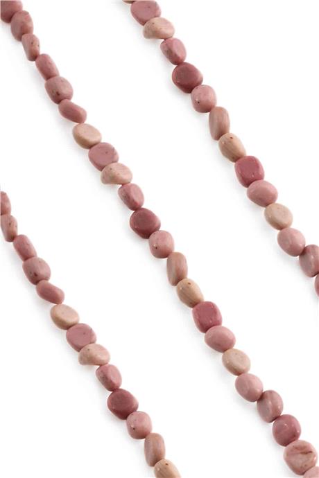 Rodonit Natural Stone Shiny Tumbler Cut 7x10mm String Of Beads
