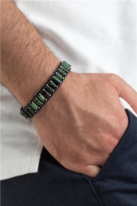 Ruby Zoisit Doğal Taş Örme Erkek Bilekliği 4x2mm