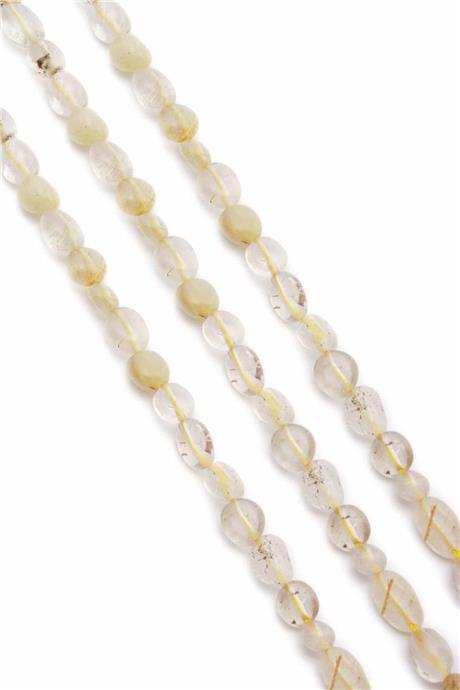 Rutil Kuvars Doğal Taş Sarı Tımbıl Kesim 6x8mm Dizi