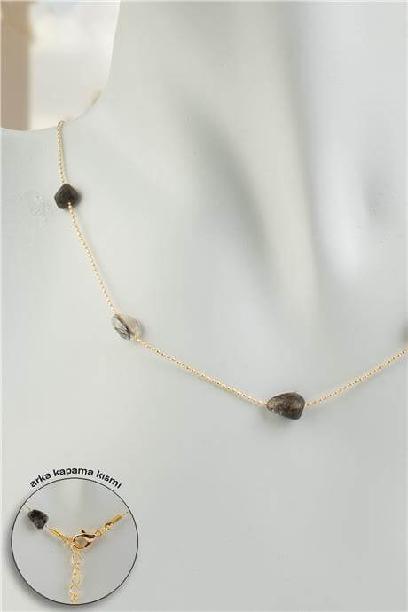 Rutil Kuvars Doğal Taş Siyah Tımbıl Kesim Taş Yapıştırma Kolye