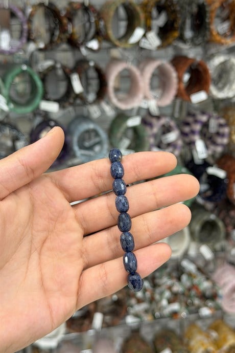 Safir Taşı Faset Arpa Kesim Doğal Taş Bileklikler [AA]