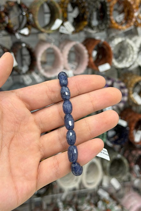 Safir Taşı Faset Arpa Kesim Doğal Taş Bileklikler [AA]