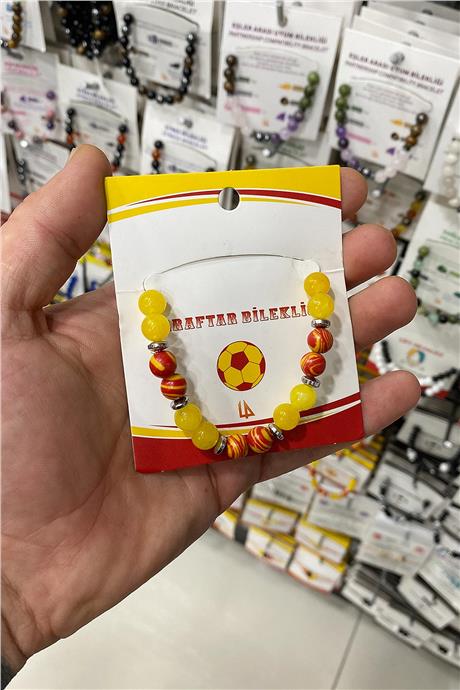 Sarı Kırmızı Doğal Taş Taraftar Bilekliği