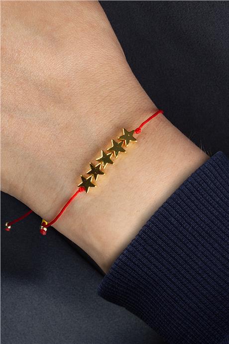 Sarı Kırmızı Hematit Doğal Taş Yıldız Kesim Taraftar Bilekliği